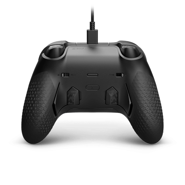 Back of the SCUF Nemesis Pro 8K PC Wired Controller Swagg, showing black textured grips and four rear paddles